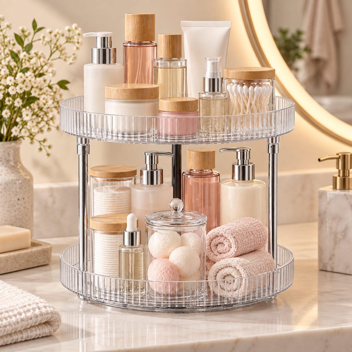2-Tier 360° Rotating Spice Rack Organizer